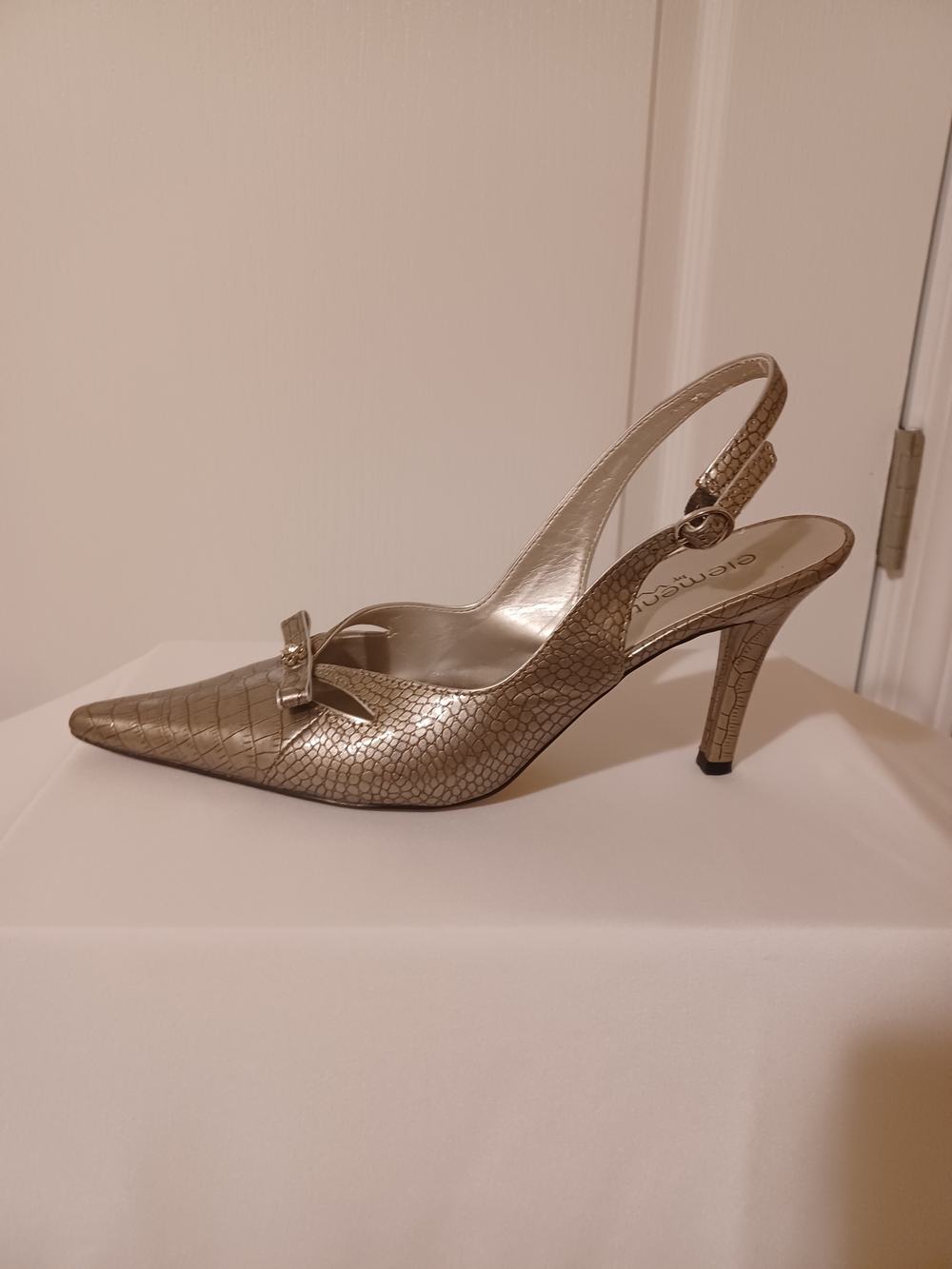 Elements by Nina Taupe Croc-Embossed Slingback Pump - Picture 2 of 16